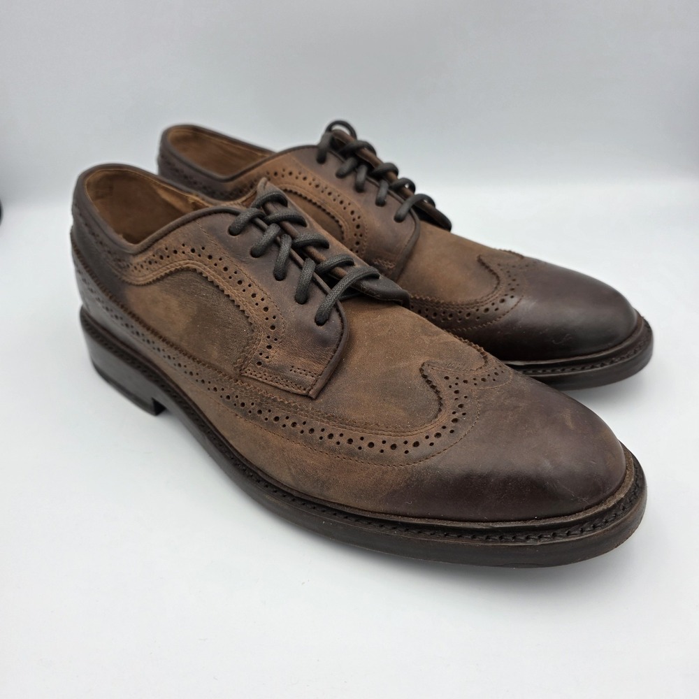Frye James Wingtip Baroque Gunboat Oxford Shoes Men's Size 9 D Brown Leather